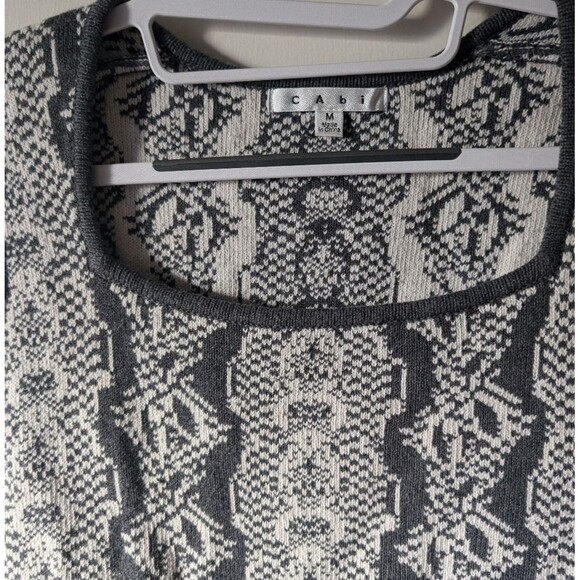 Cabi Jacquard Knit Cotton Peplum Sleeveless Sweater Square Neck Size Medium - Picture 3 of 7